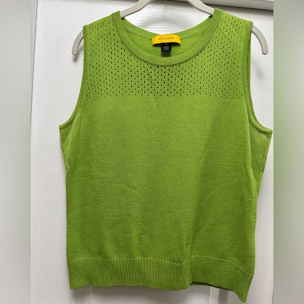 St. John lime green knit sweater / tank top.  Size M